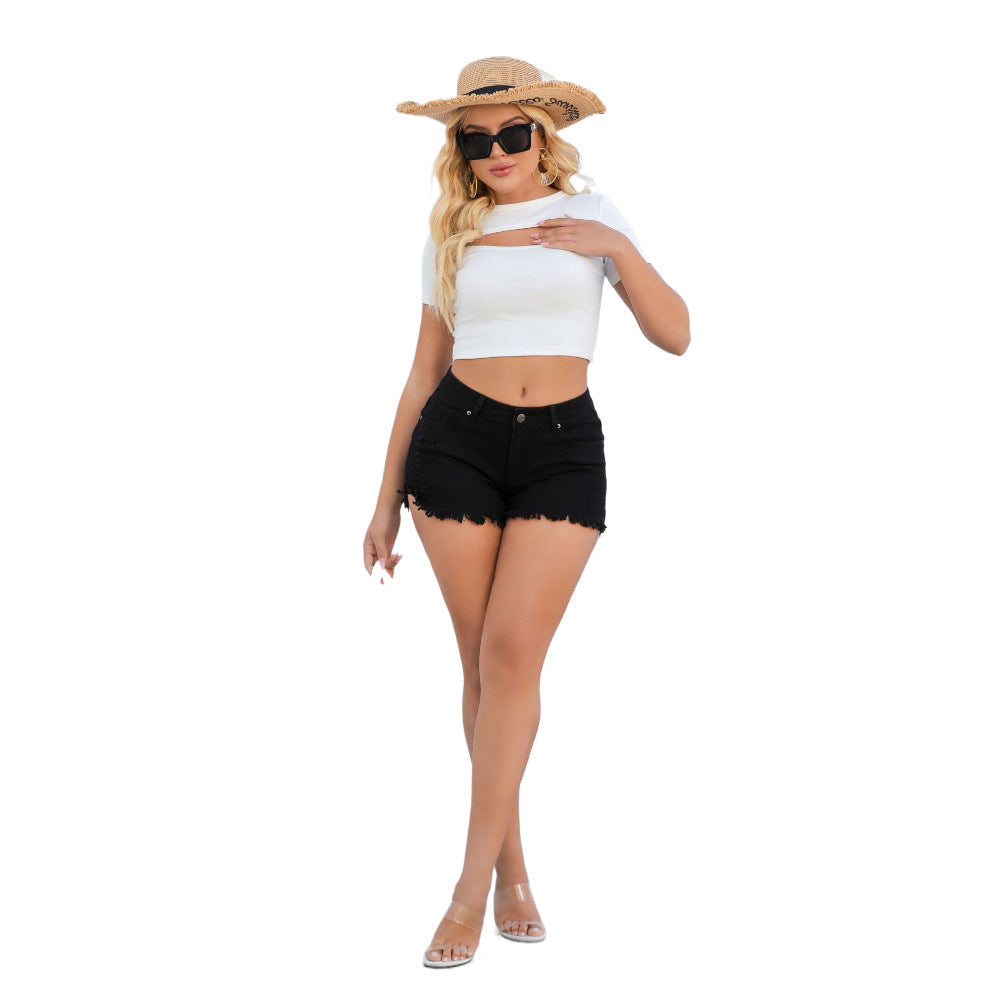 ✨✨Women's Casual Mid Rise Denim Shorts - Ripped & Stretch