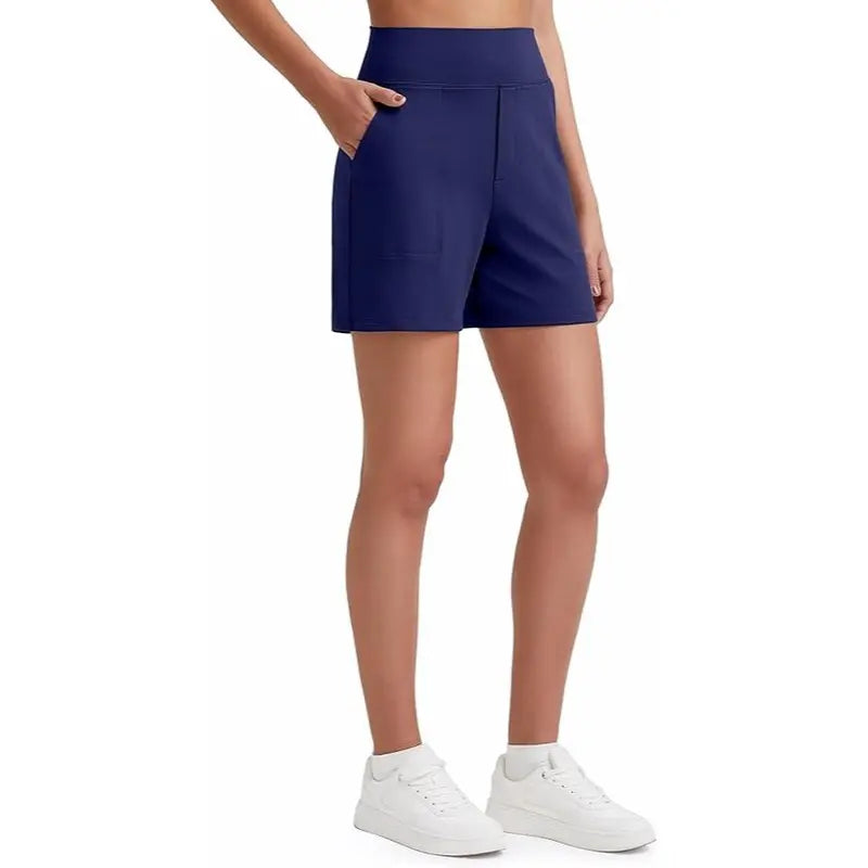 ✨✨Womens High Waist Wide Leg Yoga Shorts 4"/5" Inseam Casual Comfy Pocket Shorts Workout Lounge