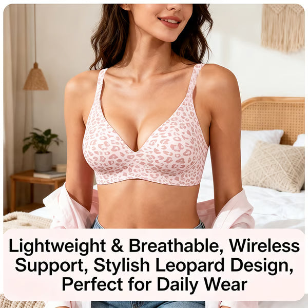 🏆Super Firming Leopard Print Jelly Bra | Women Wirefree Bras 👍No More Sagging Breasts