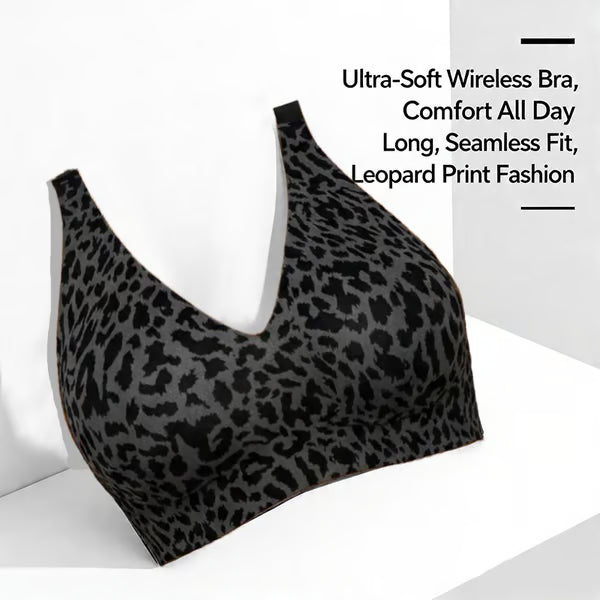 🏆Super Firming Leopard Print Jelly Bra | Women Wirefree Bras 👍No More Sagging Breasts
