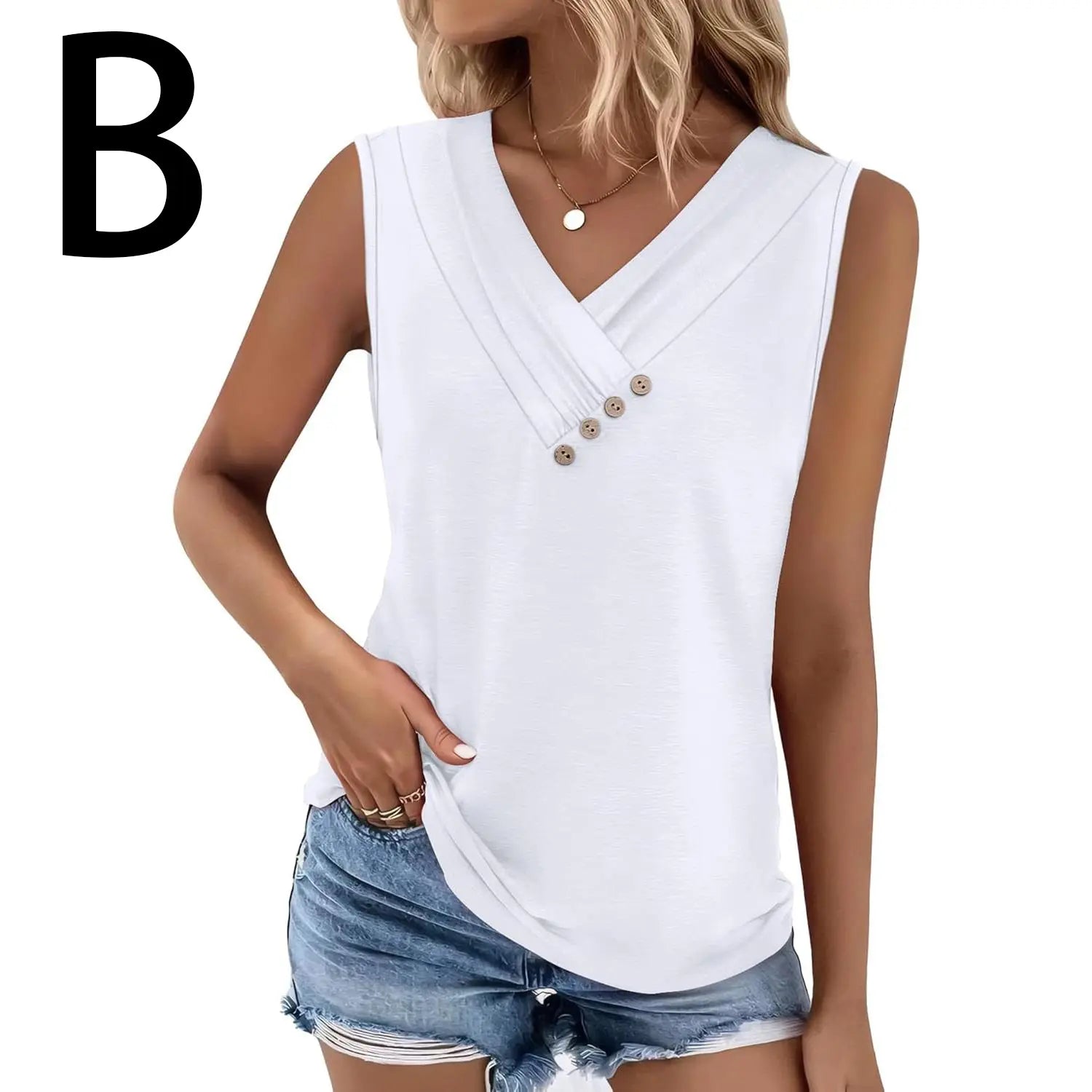 ✨✨Women's Summer V Neck Tank Tops - Trendy Sleeveless Tee