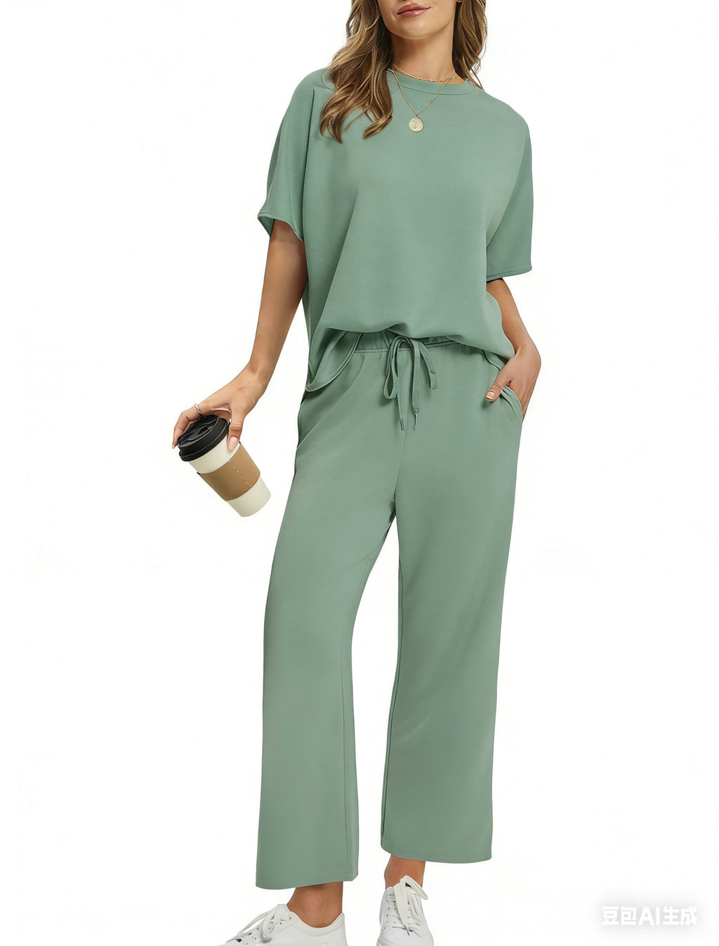 Women's Lounge Sets 2 Piece Outfits 2026 Summer Casual Short Sleeve Sweatsuits Matching Tracksuits Wide Leg Pant Set