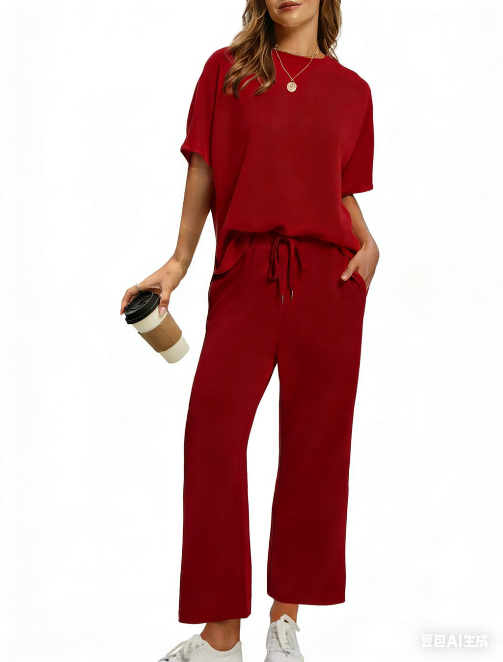 Women's Lounge Sets 2 Piece Outfits 2026 Summer Casual Short Sleeve Sweatsuits Matching Tracksuits Wide Leg Pant Set