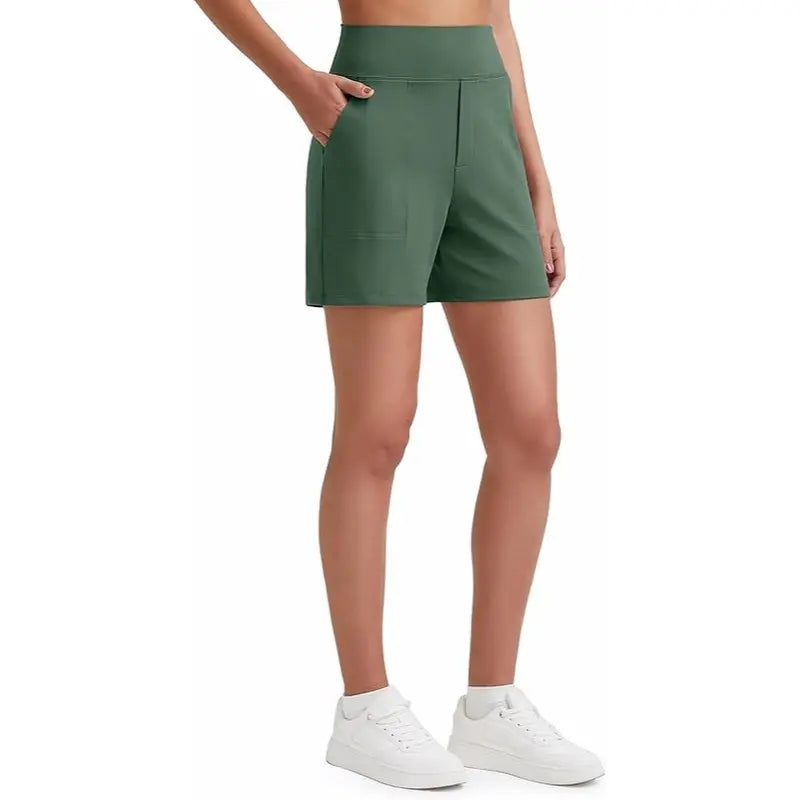 ✨✨Womens High Waist Wide Leg Yoga Shorts 4"/5" Inseam Casual Comfy Pocket Shorts Workout Lounge