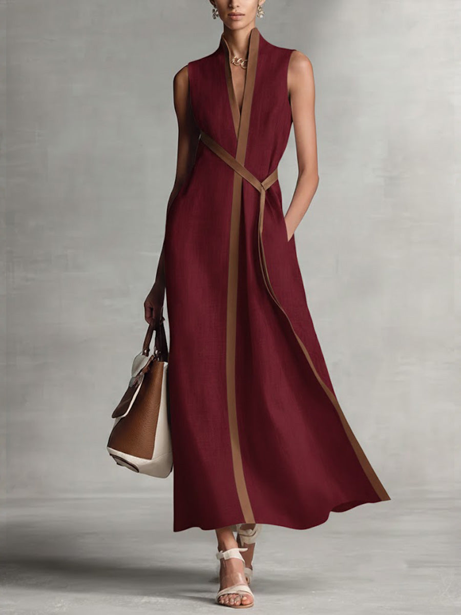 ✨✨Buy 2 Pcs Free Shipping - Women's Stand-up Collar Sleeveless Casual Loose Cotton And Linen Dress