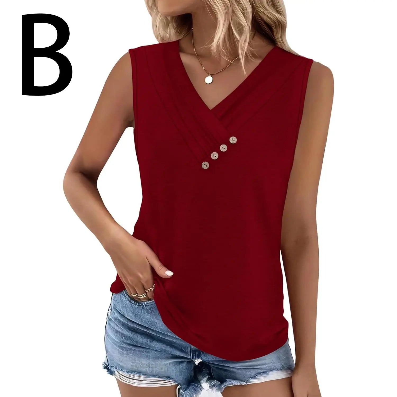 ✨✨Women's Summer V Neck Tank Tops - Trendy Sleeveless Tee