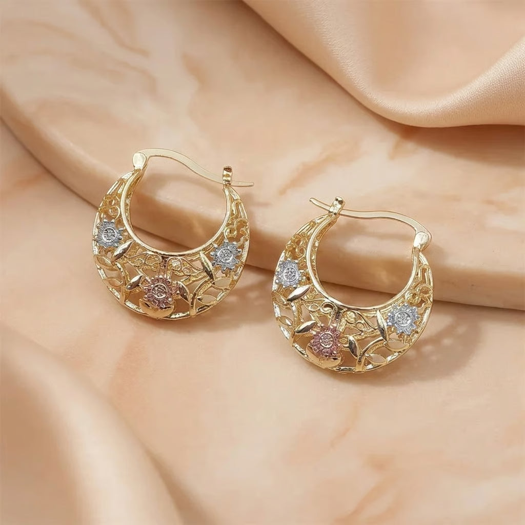 ✨✨Vintage Gold Flower Hoop Earrings