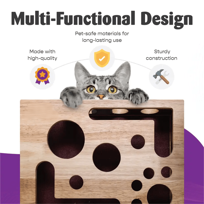 🎁😻✨Cat Scratch Puzzle Enrichment Box: Nail File Stress Free Alternative to Clippers and Grinders