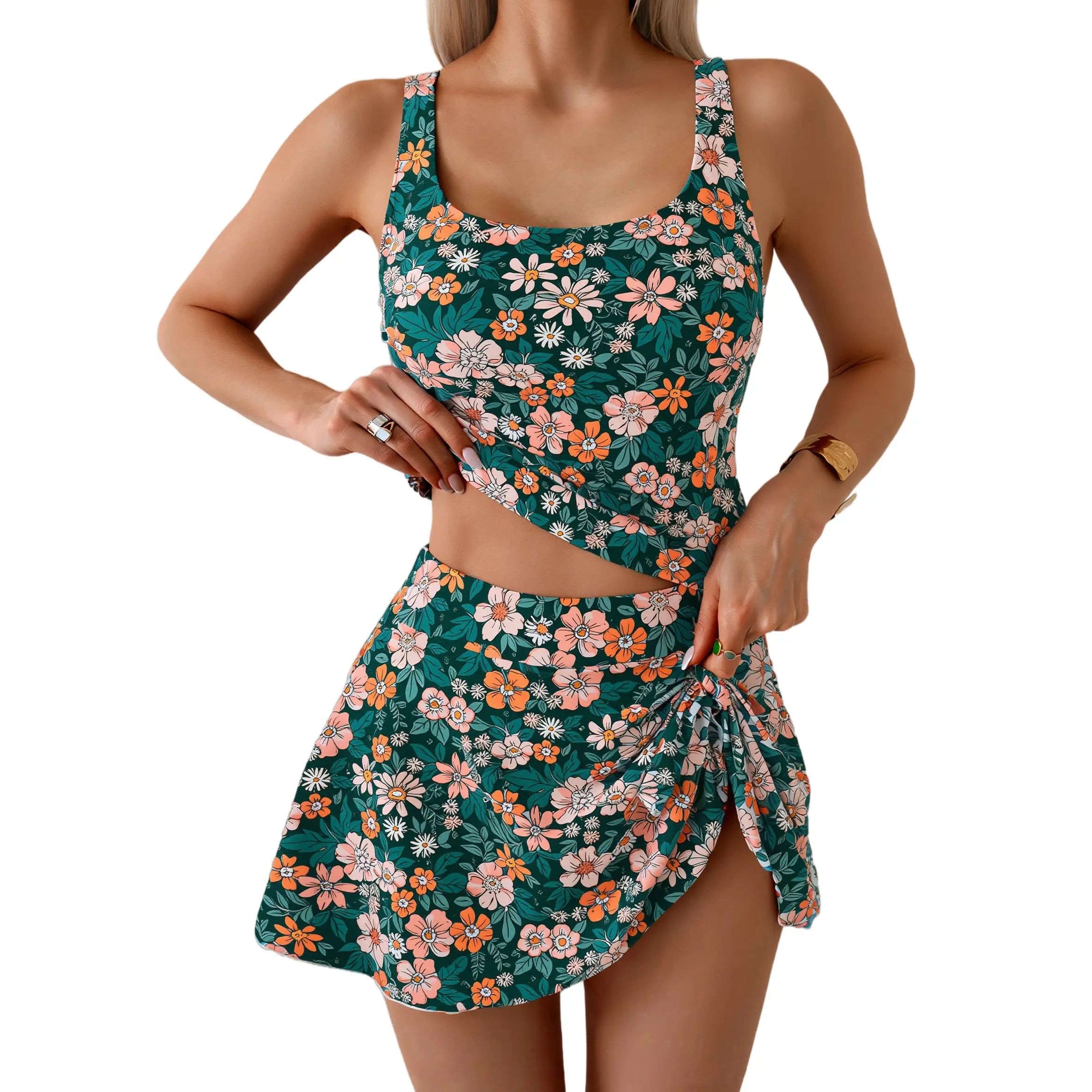 ✨✨Tankini Swimsuit for Women TummyControl Two Piece Bathing Suit High WaistedTank Top with Swim Skirt Swimdress #DealsFor You Days