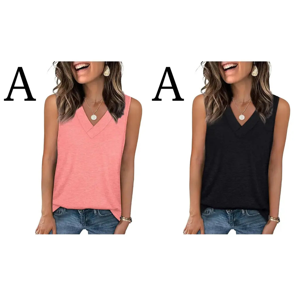 ✨✨Women's Summer V Neck Tank Tops - Trendy Sleeveless Tee