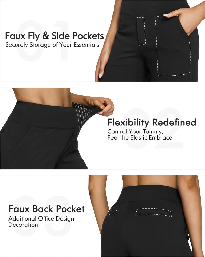 ✨✨Women's High Waist Wide Leg Yoga Pants - Soft Stretch, Pockets, Curvy Plus-Size Clothes, Business Casual Pants for Women, Chic Daily Outfit EverGoing 2026