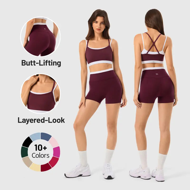 ✨✨Women's 2-Piece Matching Workout Set, Women's Clothes with Seamless Yoga Leggings & Padded Sports Bra for Gym Athletic Use