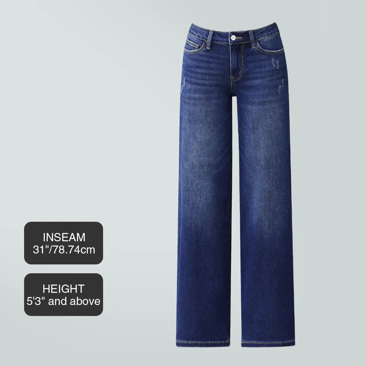✨✨Mid-low Rise Baggy Jeans Stretchy Wide Leg for Women Distressed Pants Womenswear Bottom Lady Basic Minimalist Comfortable Denim Tummy Control Curve Hugging Plus Size Regular Size BBL Spring Fashion Daily Outfits