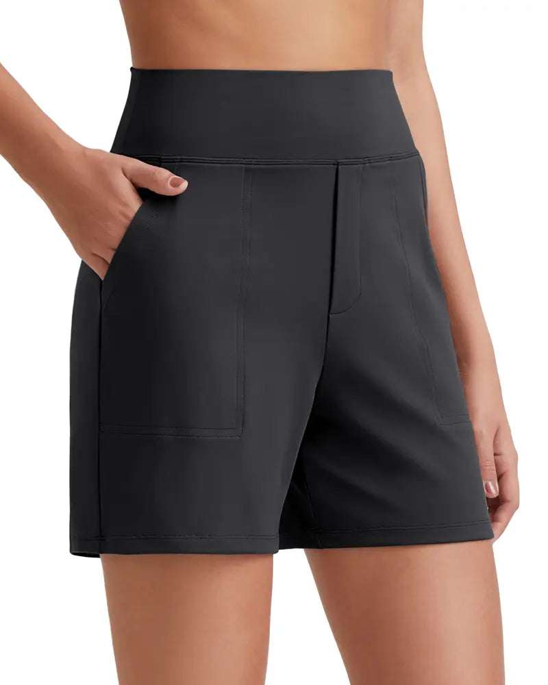 ✨✨Womens High Waist Wide Leg Yoga Shorts 4"/5" Inseam Casual Comfy Pocket Shorts Workout Lounge