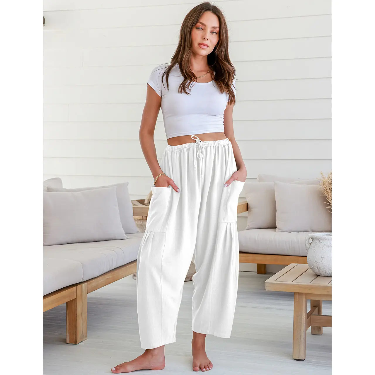 ✨✨Women's Linen Wide Leg Pants - Casual Palazzo Harem