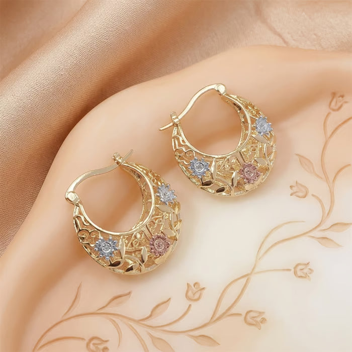 ✨✨Vintage Gold Flower Hoop Earrings