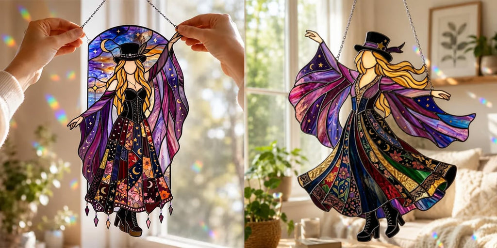 ✨💃 Stevie Nicks 🤘 Handmade Stained Glass Spinning Suncatcher