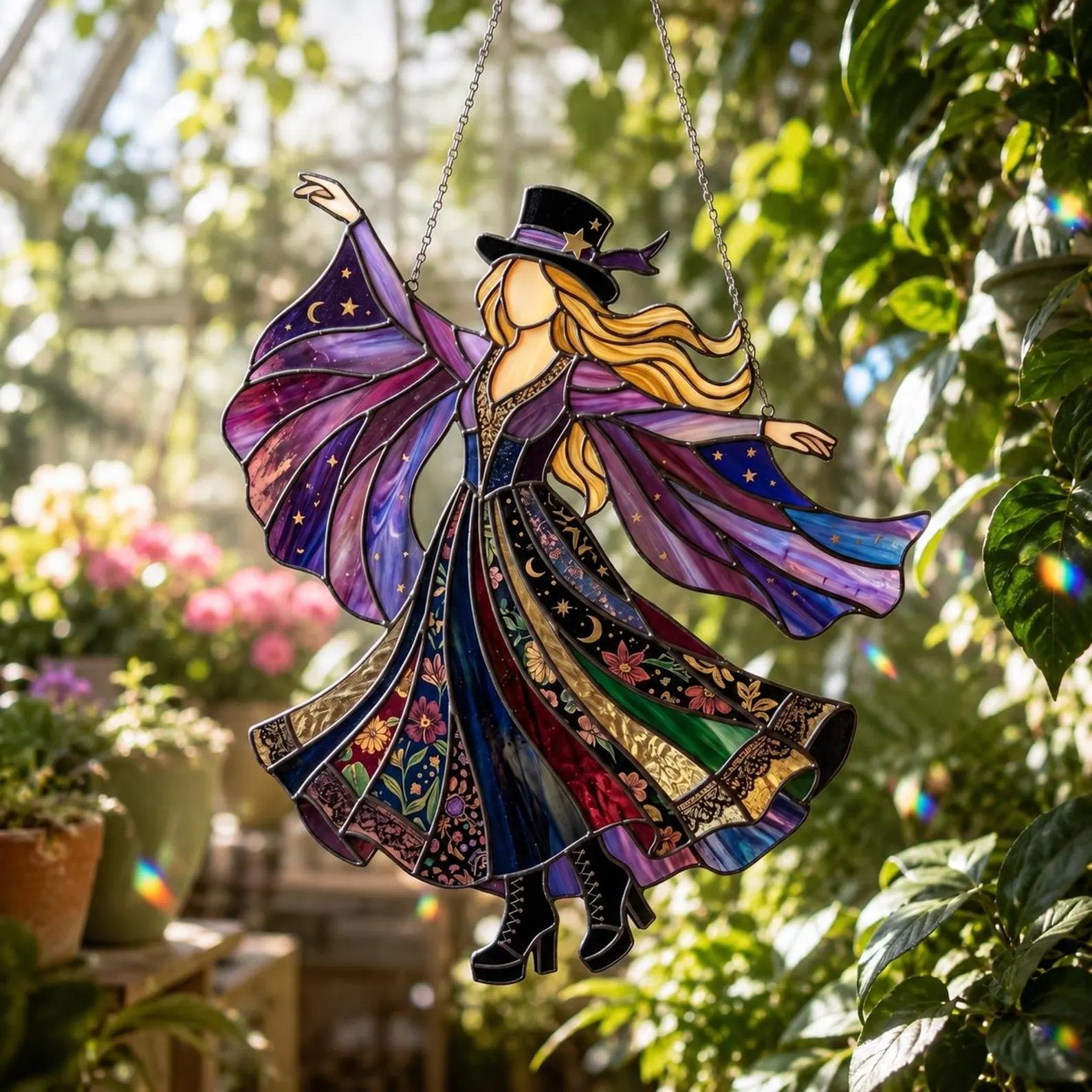 ✨💃 Stevie Nicks 🤘 Handmade Stained Glass Spinning Suncatcher
