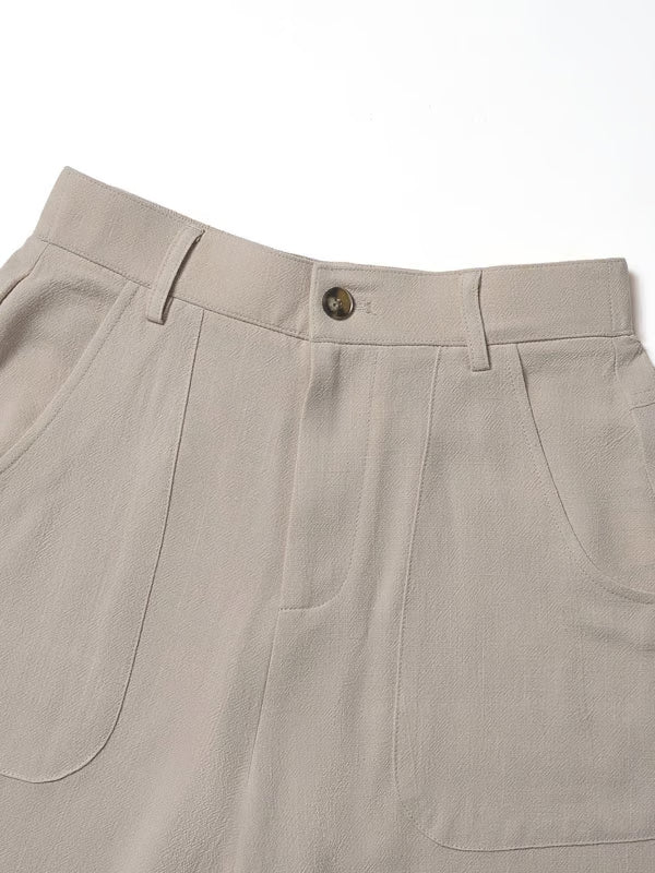 ✨✨Women's Cotton Linen Palazzo Pants Summer Flowy Wide Straight Leg Beach Trousers With Pocket Casual Solid Color Soft Elastic High Waist Lounge Pants