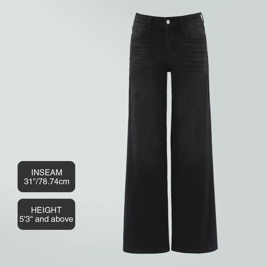 ✨✨Mid-low Rise Baggy Jeans Stretchy Wide Leg for Women Distressed Pants Womenswear Bottom Lady Basic Minimalist Comfortable Denim Tummy Control Curve Hugging Plus Size Regular Size BBL Spring Fashion Daily Outfits