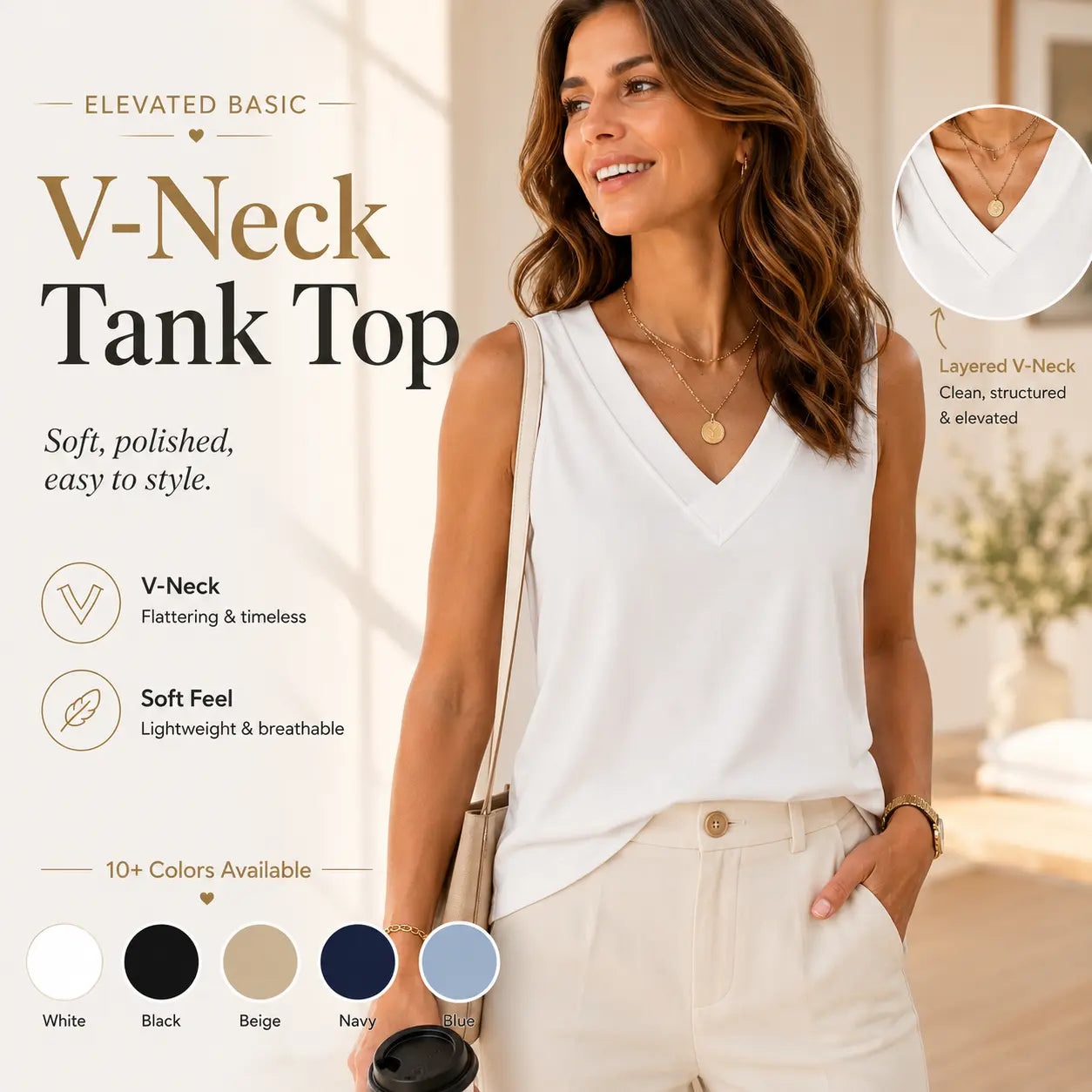 ✨✨Women's Summer V Neck Tank Tops - Trendy Sleeveless Tee