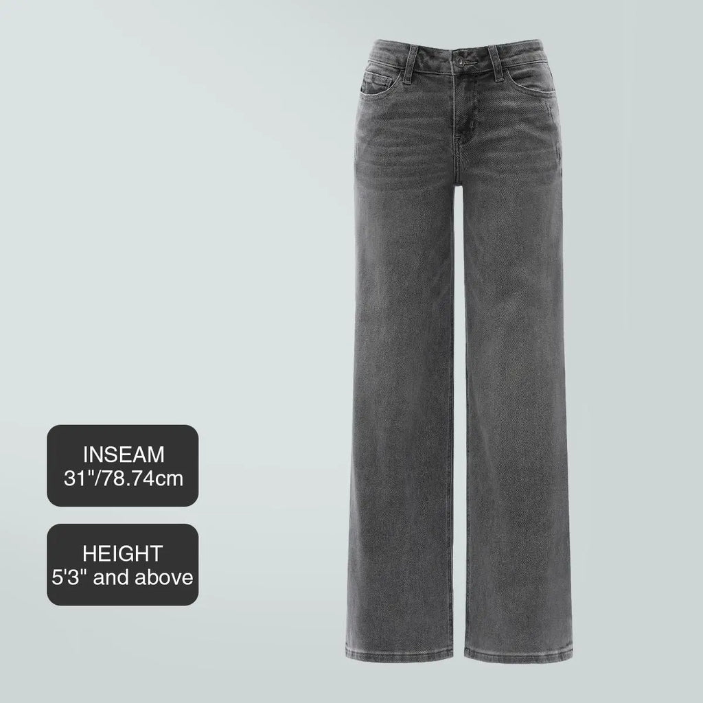 ✨✨Mid-low Rise Baggy Jeans Stretchy Wide Leg for Women Distressed Pants Womenswear Bottom Lady Basic Minimalist Comfortable Denim Tummy Control Curve Hugging Plus Size Regular Size BBL Spring Fashion Daily Outfits