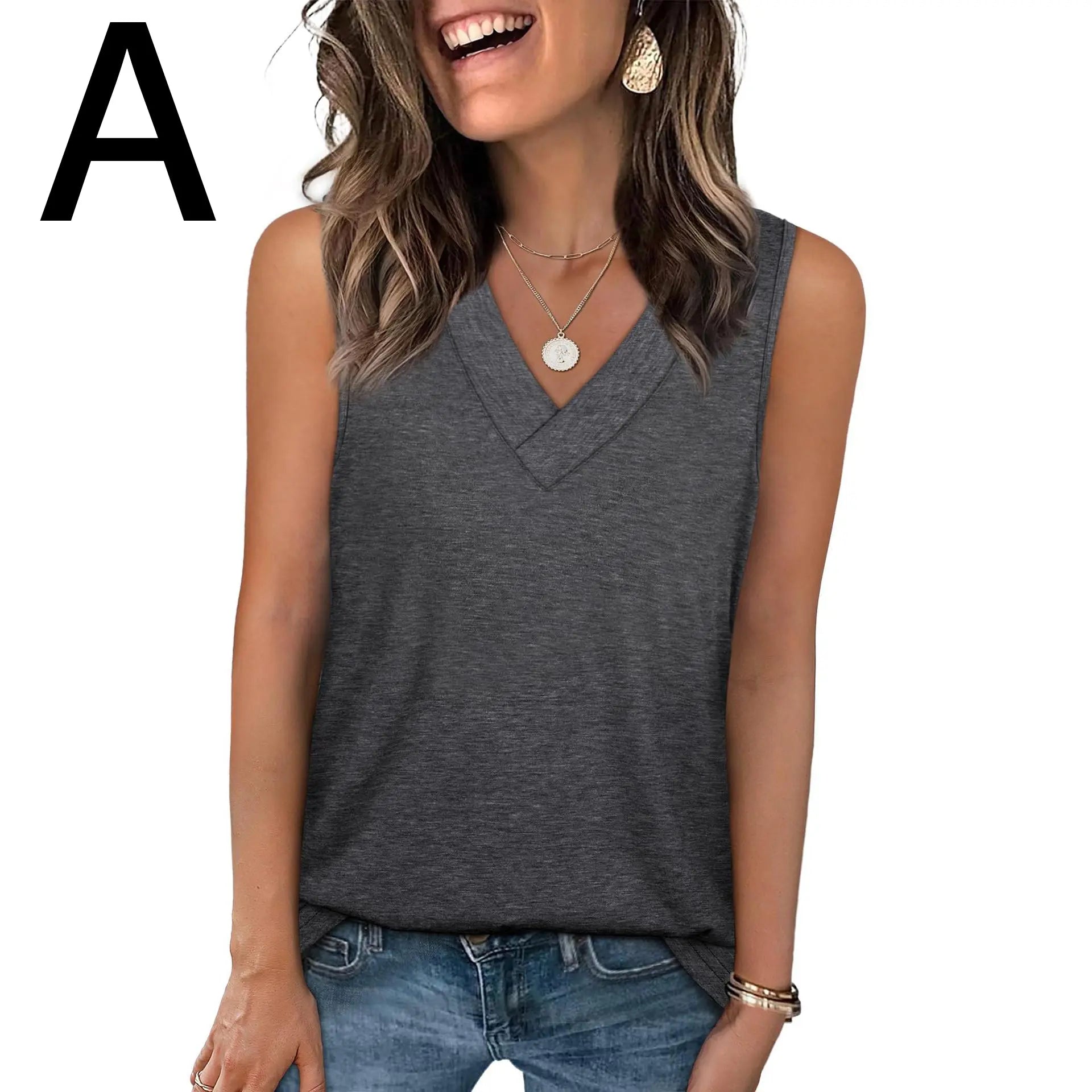 ✨✨Women's Summer V Neck Tank Tops - Trendy Sleeveless Tee