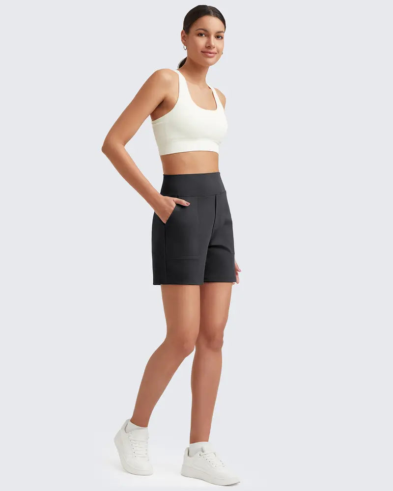 ✨✨Womens High Waist Wide Leg Yoga Shorts 4"/5" Inseam Casual Comfy Pocket Shorts Workout Lounge