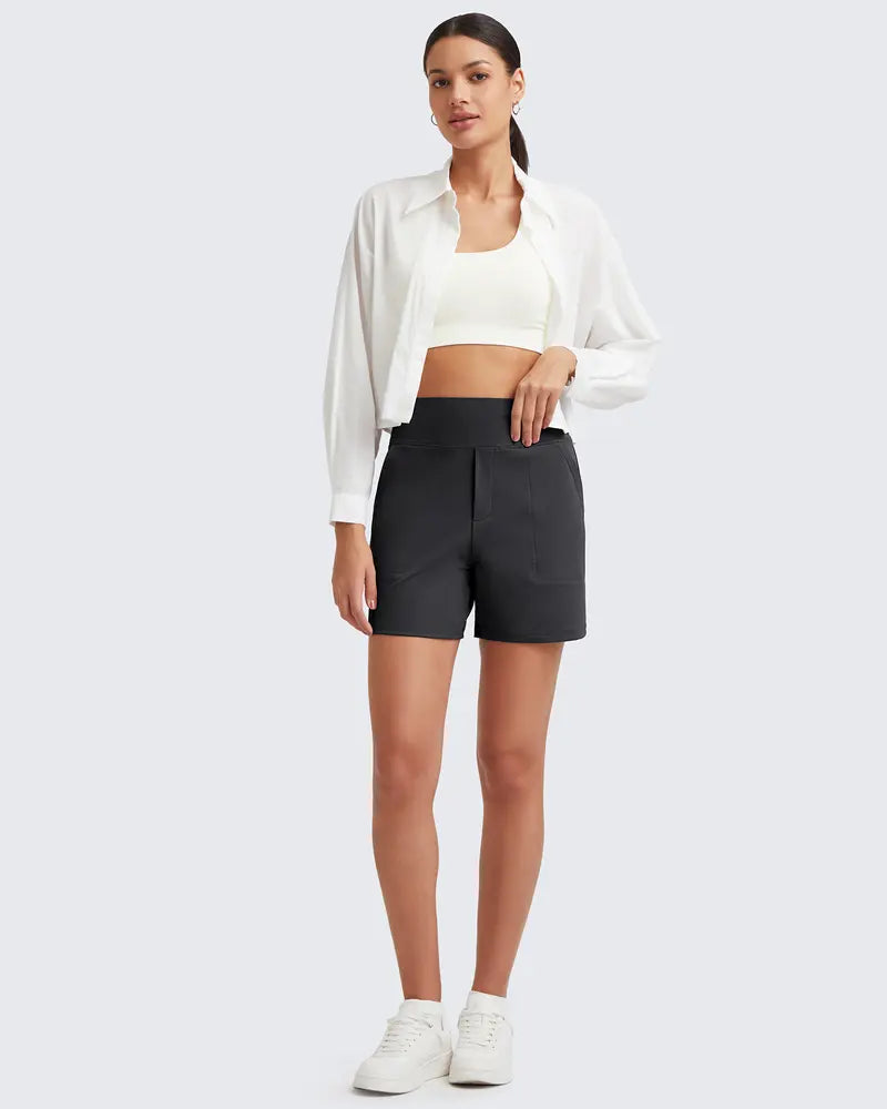 ✨✨Womens High Waist Wide Leg Yoga Shorts 4"/5" Inseam Casual Comfy Pocket Shorts Workout Lounge
