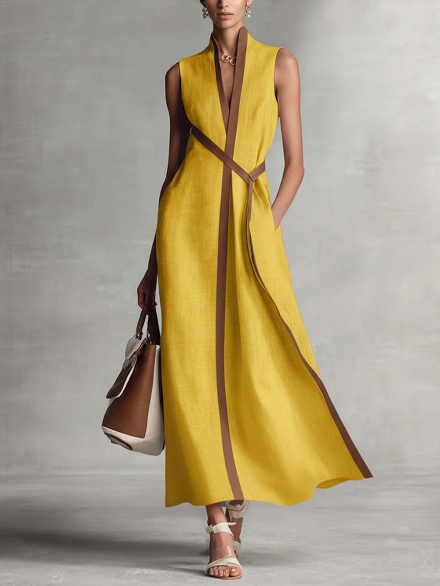 ✨✨Buy 2 Pcs Free Shipping - Women's Stand-up Collar Sleeveless Casual Loose Cotton And Linen Dress