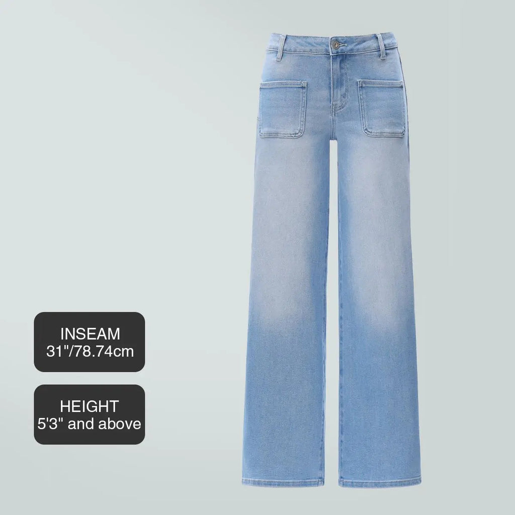 ✨✨Mid-low Rise Baggy Jeans Stretchy Wide Leg for Women Distressed Pants Womenswear Bottom Lady Basic Minimalist Comfortable Denim Tummy Control Curve Hugging Plus Size Regular Size BBL Spring Fashion Daily Outfits