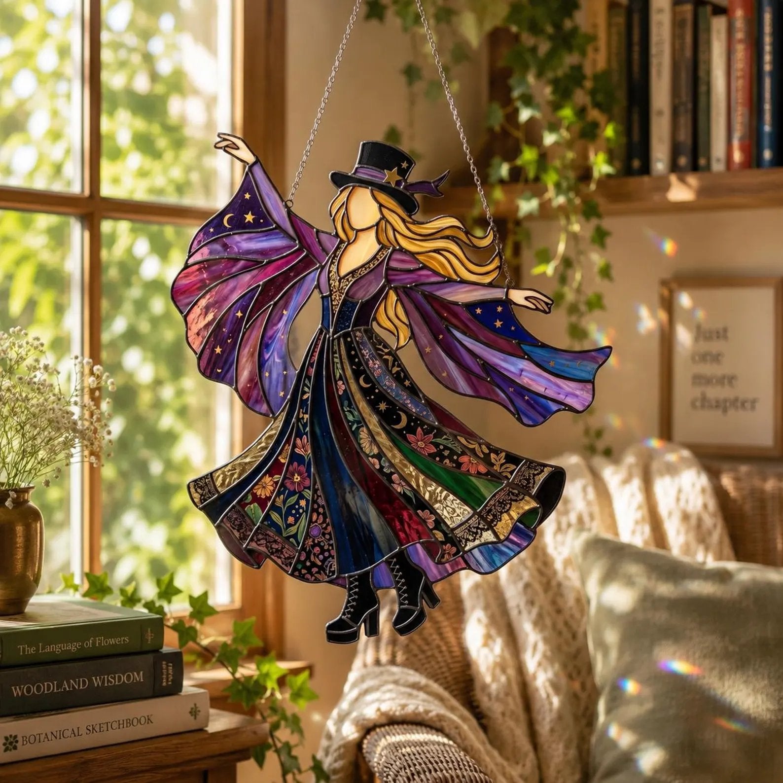 ✨💃 Stevie Nicks 🤘 Handmade Stained Glass Spinning Suncatcher