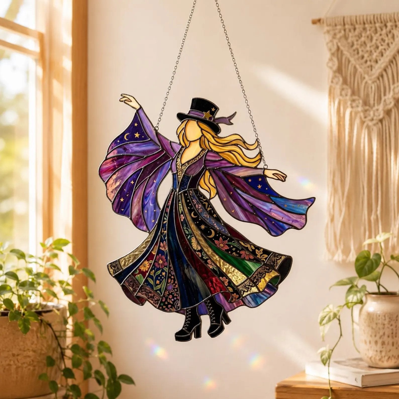 ✨💃 Stevie Nicks 🤘 Handmade Stained Glass Spinning Suncatcher
