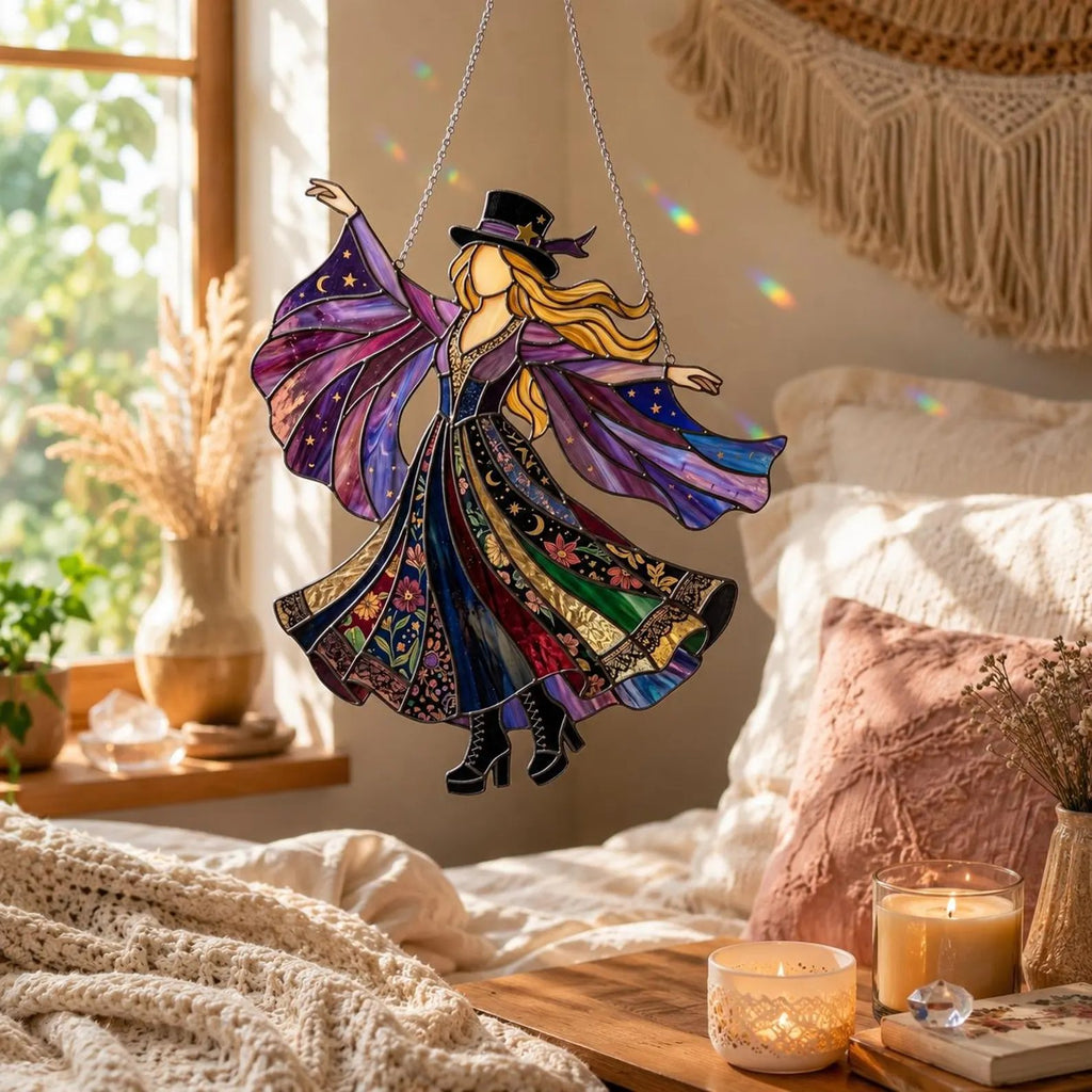 ✨💃 Stevie Nicks 🤘 Handmade Stained Glass Spinning Suncatcher