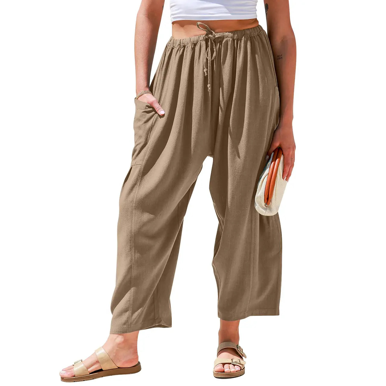 ✨✨Women's Linen Wide Leg Pants - Casual Palazzo Harem