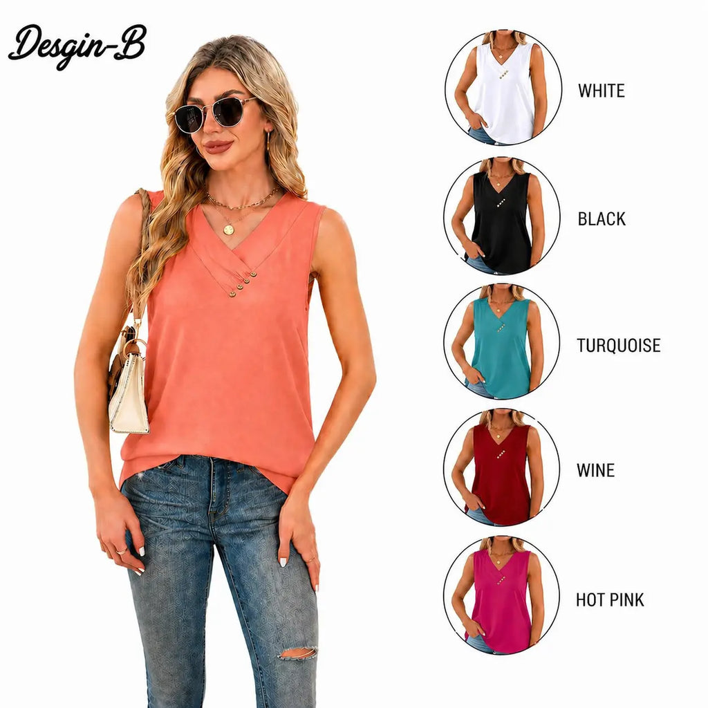 ✨✨Women's Summer V Neck Tank Tops - Trendy Sleeveless Tee
