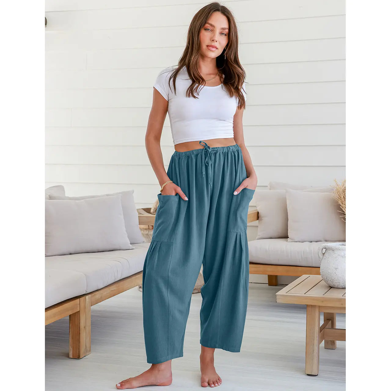 ✨✨Women's Linen Wide Leg Pants - Casual Palazzo Harem