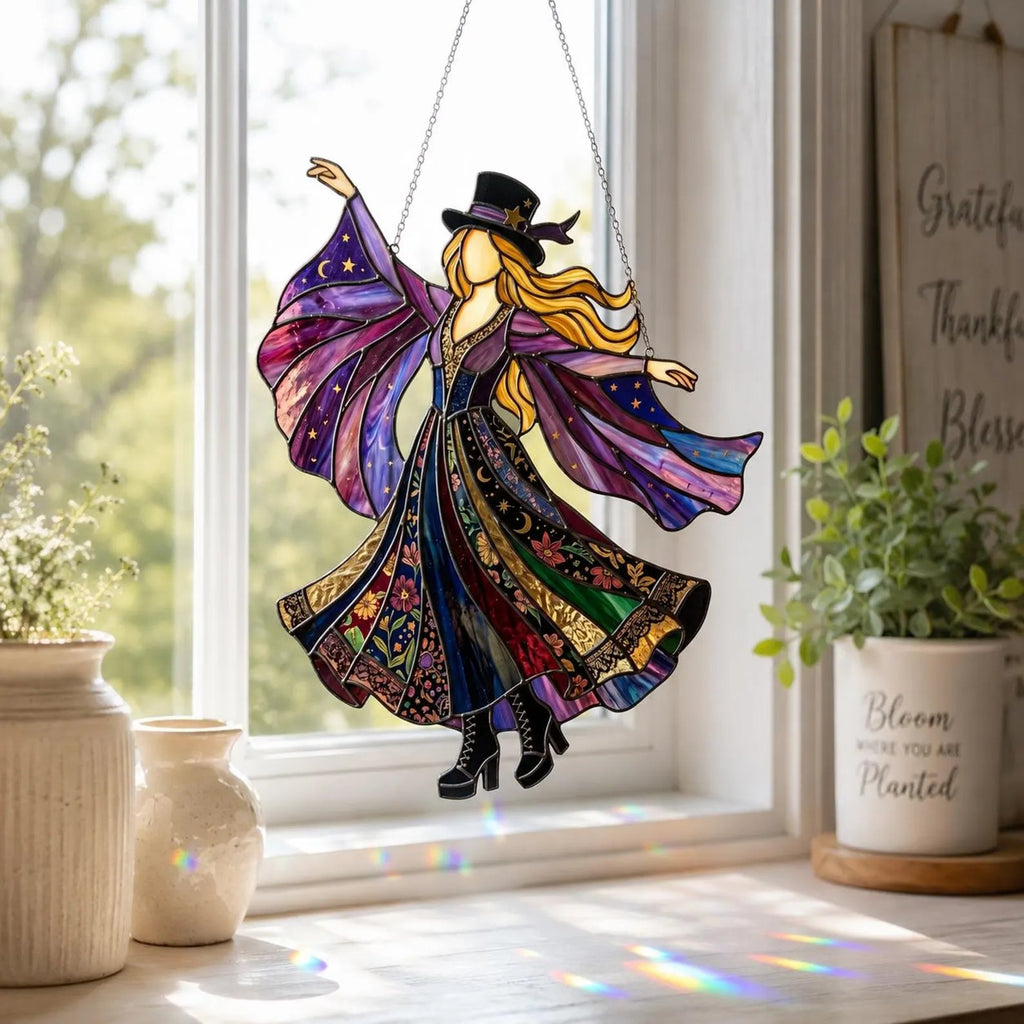 ✨💃 Stevie Nicks 🤘 Handmade Stained Glass Spinning Suncatcher