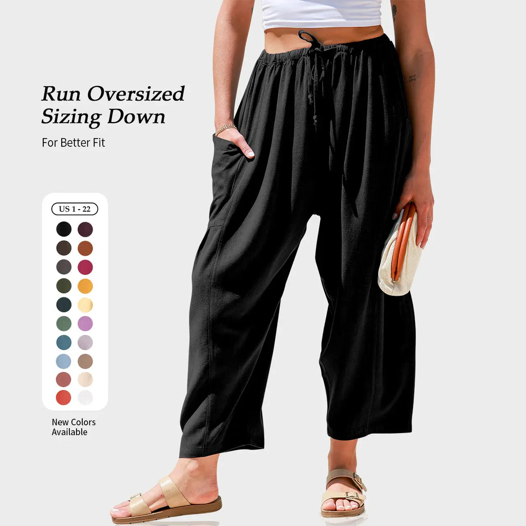 ✨✨Women's Linen Wide Leg Pants - Casual Palazzo Harem