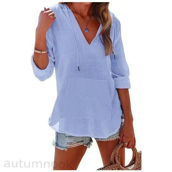 ✨✨Women's Beach Cover Up hoodies sweatshirt Long Sleeve V Neck Pocketed Hooded Shirt Top Casual Womenswear