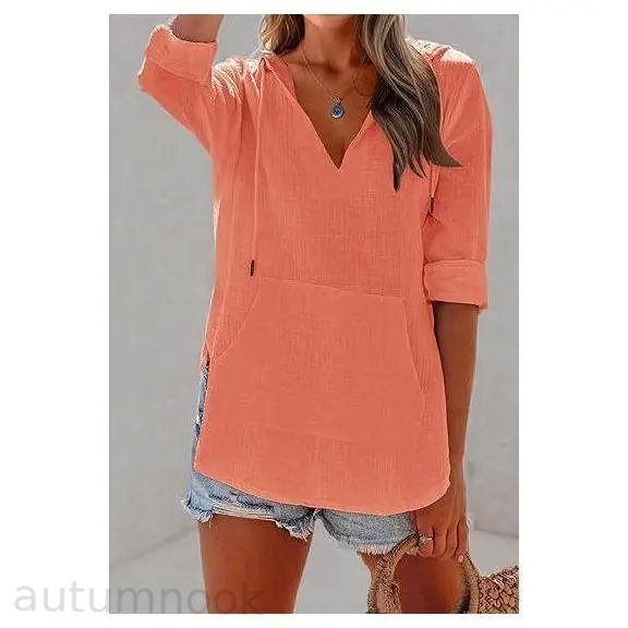 ✨✨Women's Beach Cover Up hoodies sweatshirt Long Sleeve V Neck Pocketed Hooded Shirt Top Casual Womenswear