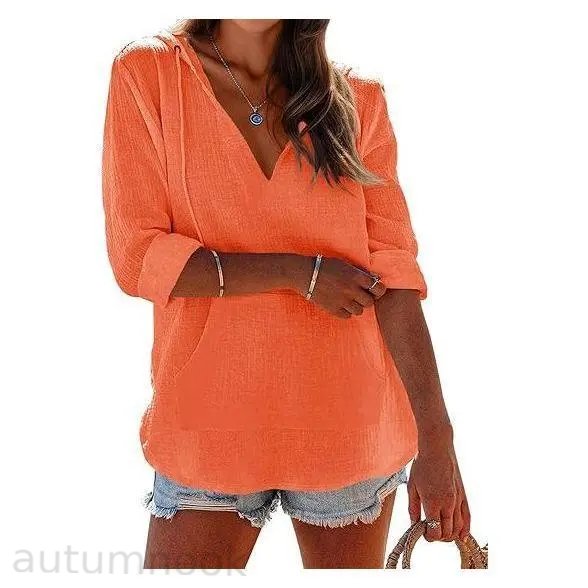 ✨✨Women's Beach Cover Up hoodies sweatshirt Long Sleeve V Neck Pocketed Hooded Shirt Top Casual Womenswear